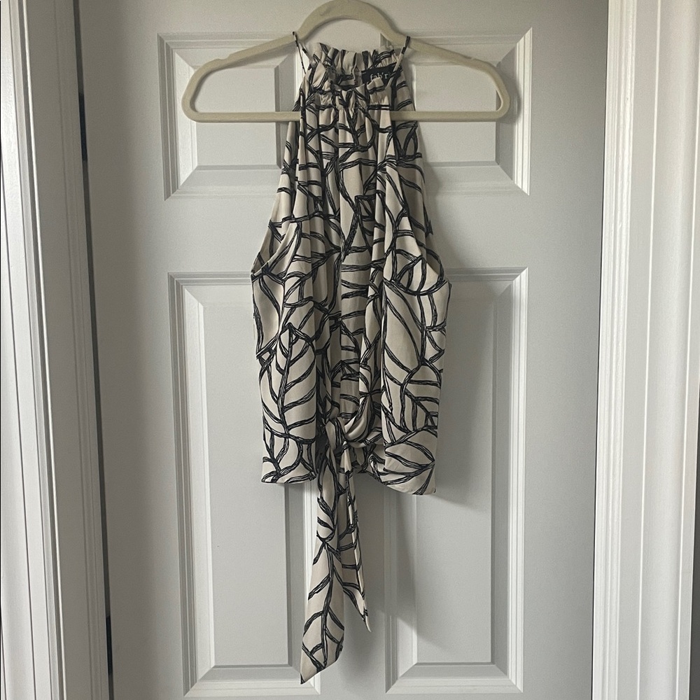 fab'rik Black and Cream Patterned Top